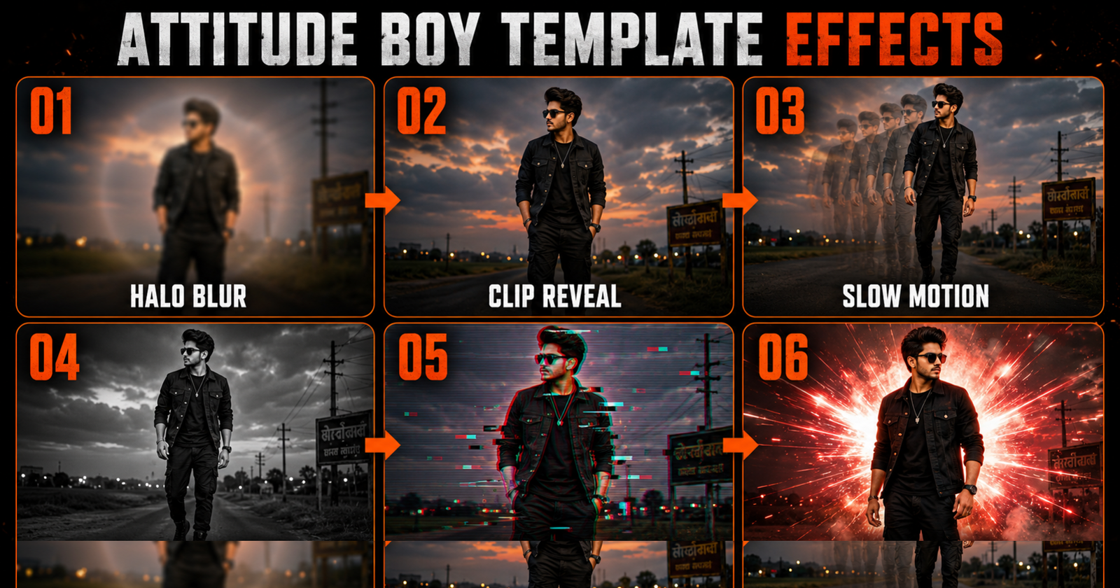 Effects used in the Attitude Boy CapCut Template