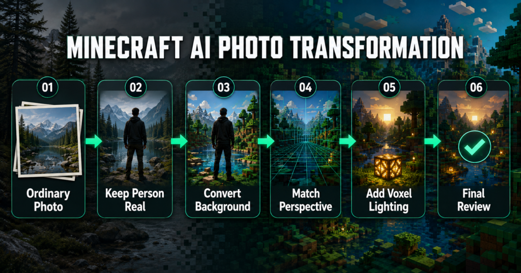 How Minecraft AI photo editing transforms an ordinary photo