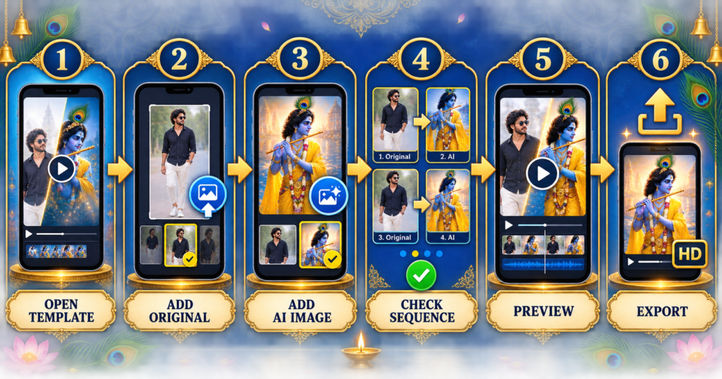 How to use the Lord Krishna CapCut Template step by step