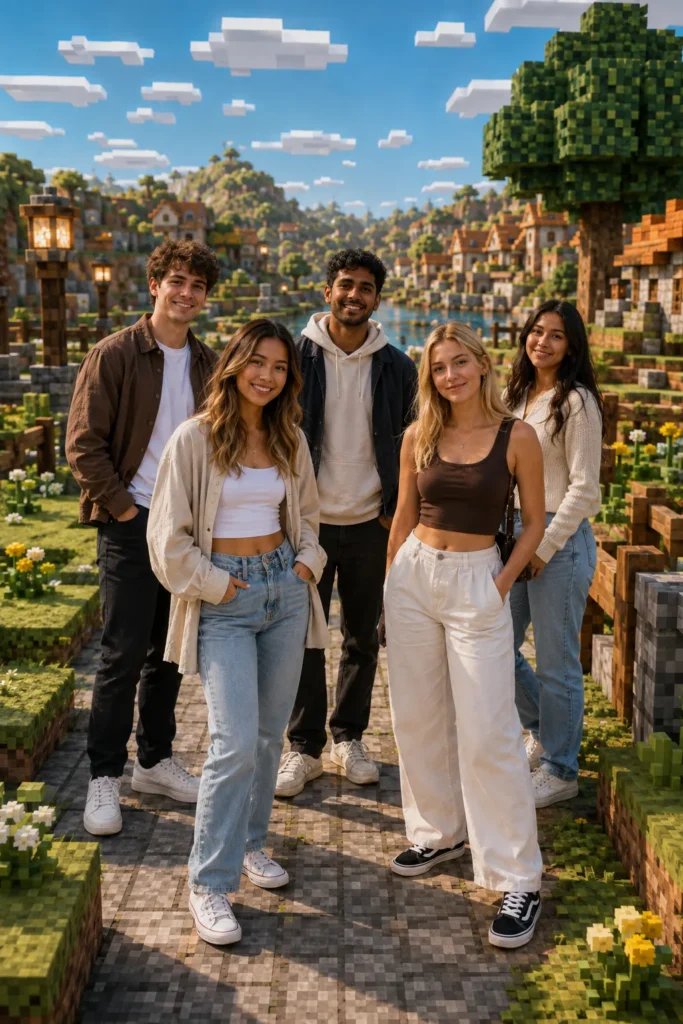 Photoreal Friends in a Voxel Park