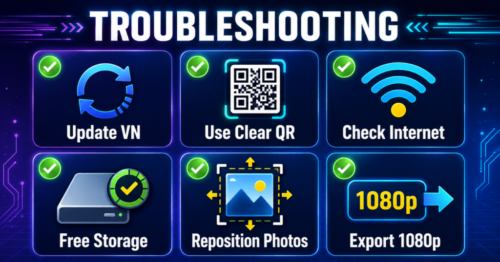 Solutions for common VN template scanning and export problems