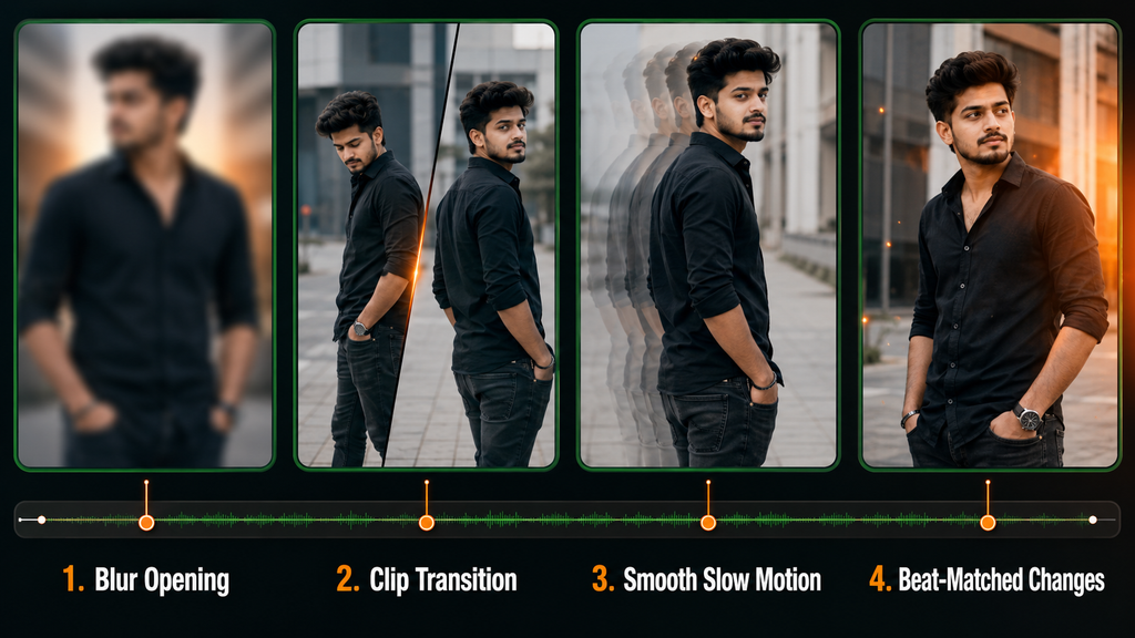 Blur transition and slow-motion effects in Raja Jawan Ham Laika template