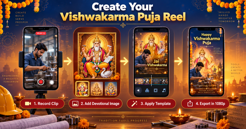 Steps to create a Vishwakarma Puja Reel using CapCut template